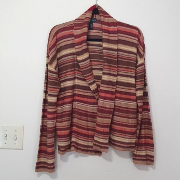 NWT Ralph Lauren Blended Line Tan Multi Stripe Cardigan - Picture 1 of 7